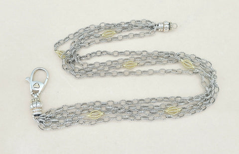  Lagos Caviar Mixed Link Necklace Four Row 18K Gold
