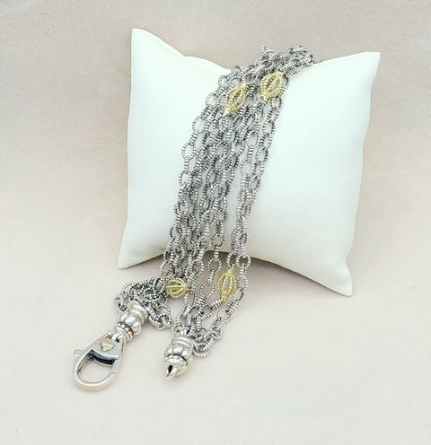  Lagos Caviar Mixed Link Necklace Four Row 18K Gold