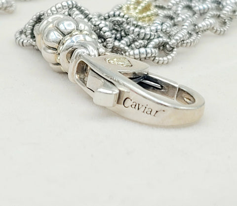  Lagos Caviar Mixed Link Necklace Four Row 18K Gold