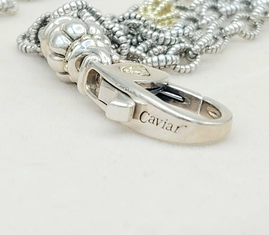  Lagos Caviar Mixed Link Necklace Four Row 18K Gold