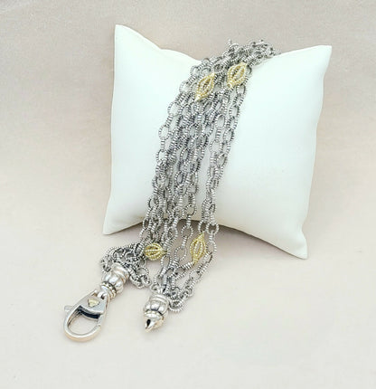 Lagos Caviar Signature Four Row Mixed Link Necklace with 18k Gold