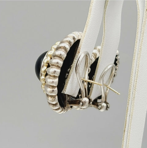  Lagos Caviar Large Black Onyx Earring Silver Gold Earrings