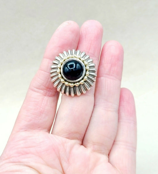  Lagos Caviar Large Black Onyx Earring Silver Gold Earrings