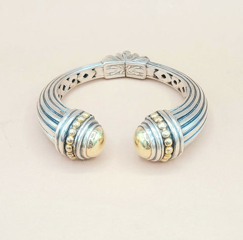  Lagos-Caviar-Large Gold Dome Cuff-Bracelet