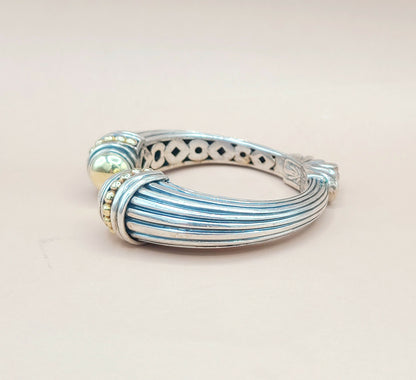Lagos Caviar Gold Dome Cuff Bracelet Silver | Certified Pre-Owned    #