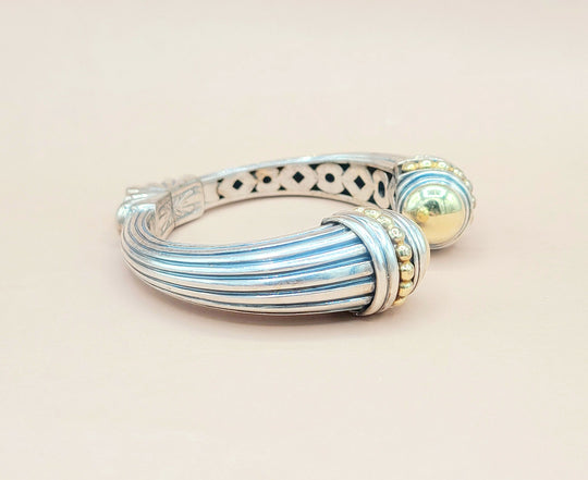  Lagos-Caviar-Large Gold Dome Cuff-Bracelet