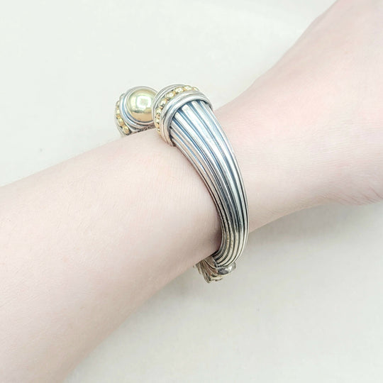  Lagos-Caviar-Large Gold Dome Cuff-Bracelet