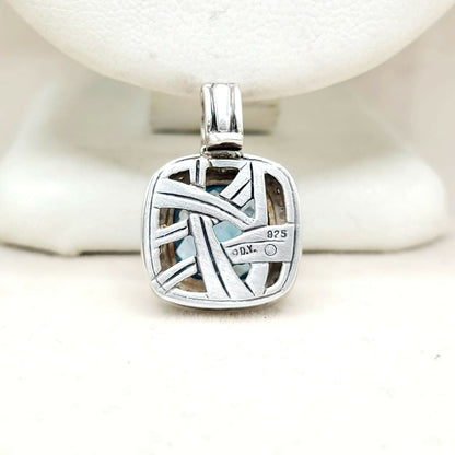David Yurman Albion Blue Topaz Diamond Pendant Sterling Silver 0.23 TCW