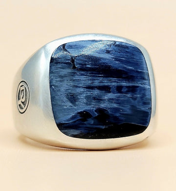 David Yurman Exotic Stone Pietersite Ring Sterling Silver 19mm Size 9
