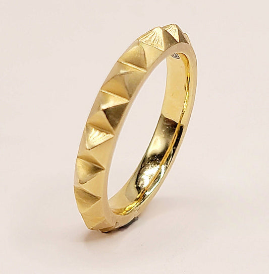 David Yurman Pyramid Band Ring 18K Yellow Gold 4mm Size 11