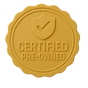 Gold 'Certified Pre-Owned' badge with a shield and checkmark symbol on a white background
