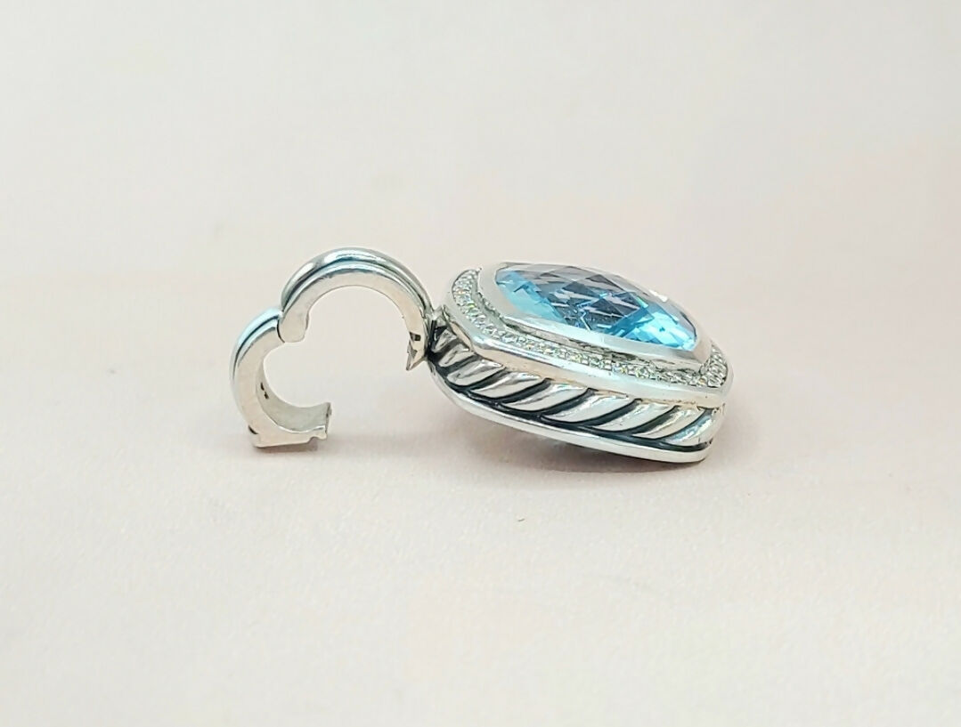 side view david yurman albion blue topaz and diamond pendant