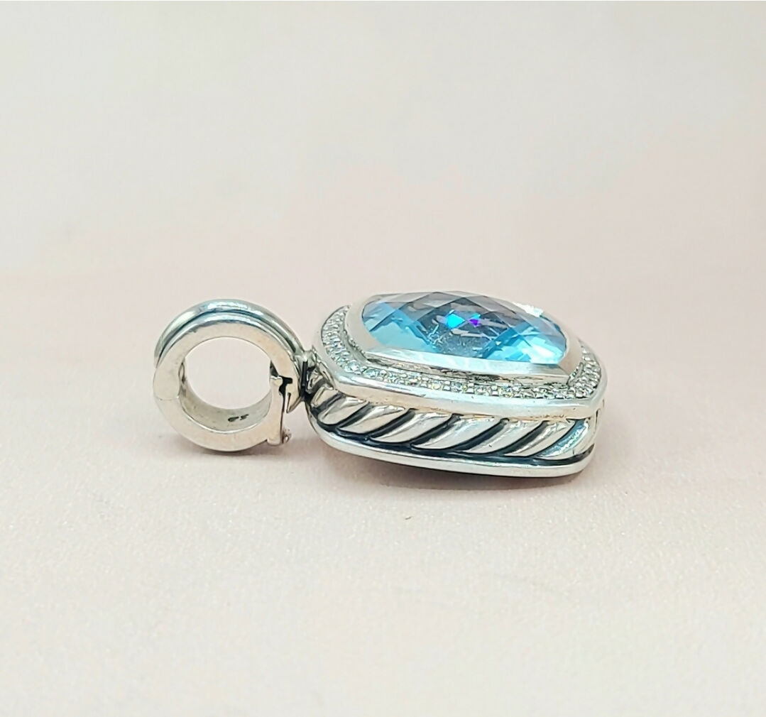 side view david yurman albion blue topaz and diamond pendant