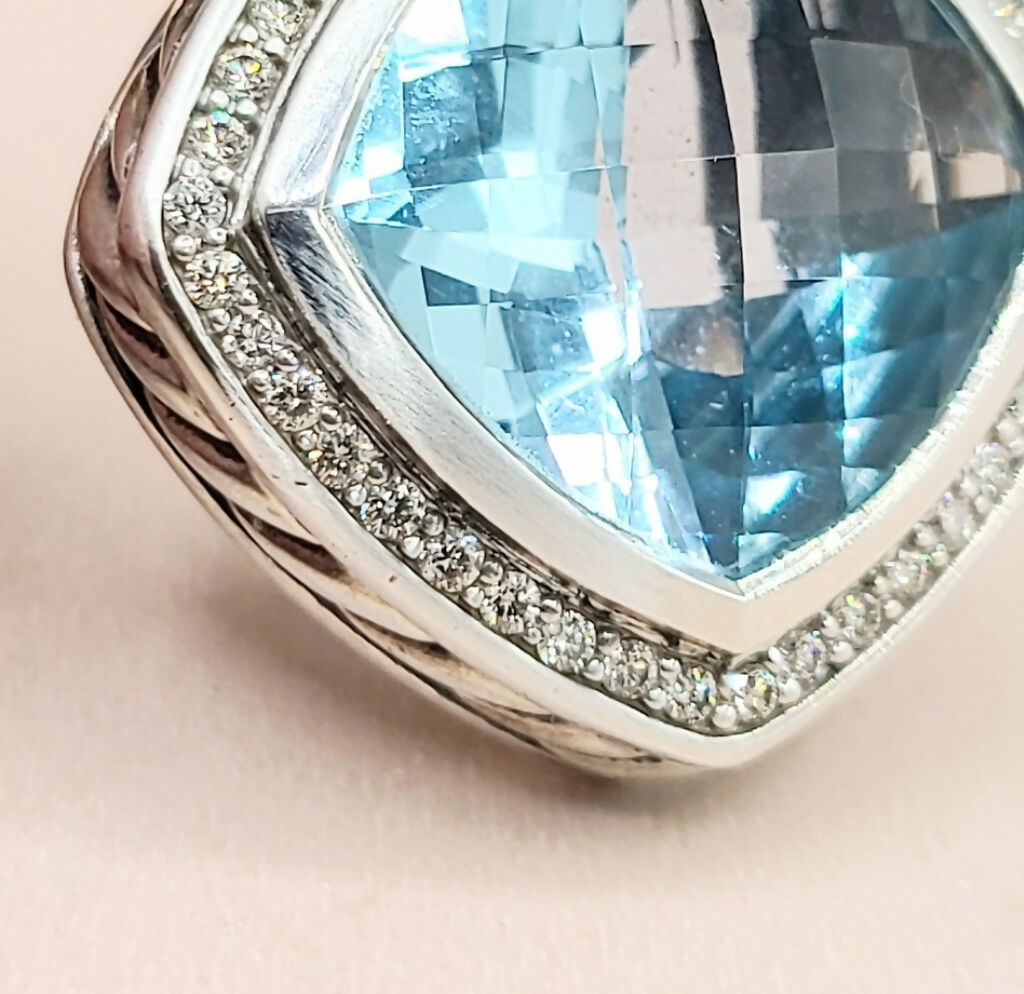 close up david yurman albion blue topaz and diamond pendant