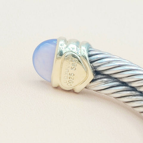  David Yurman Renaissance Double Cable Chalcedony Iolite Gold Bracelet