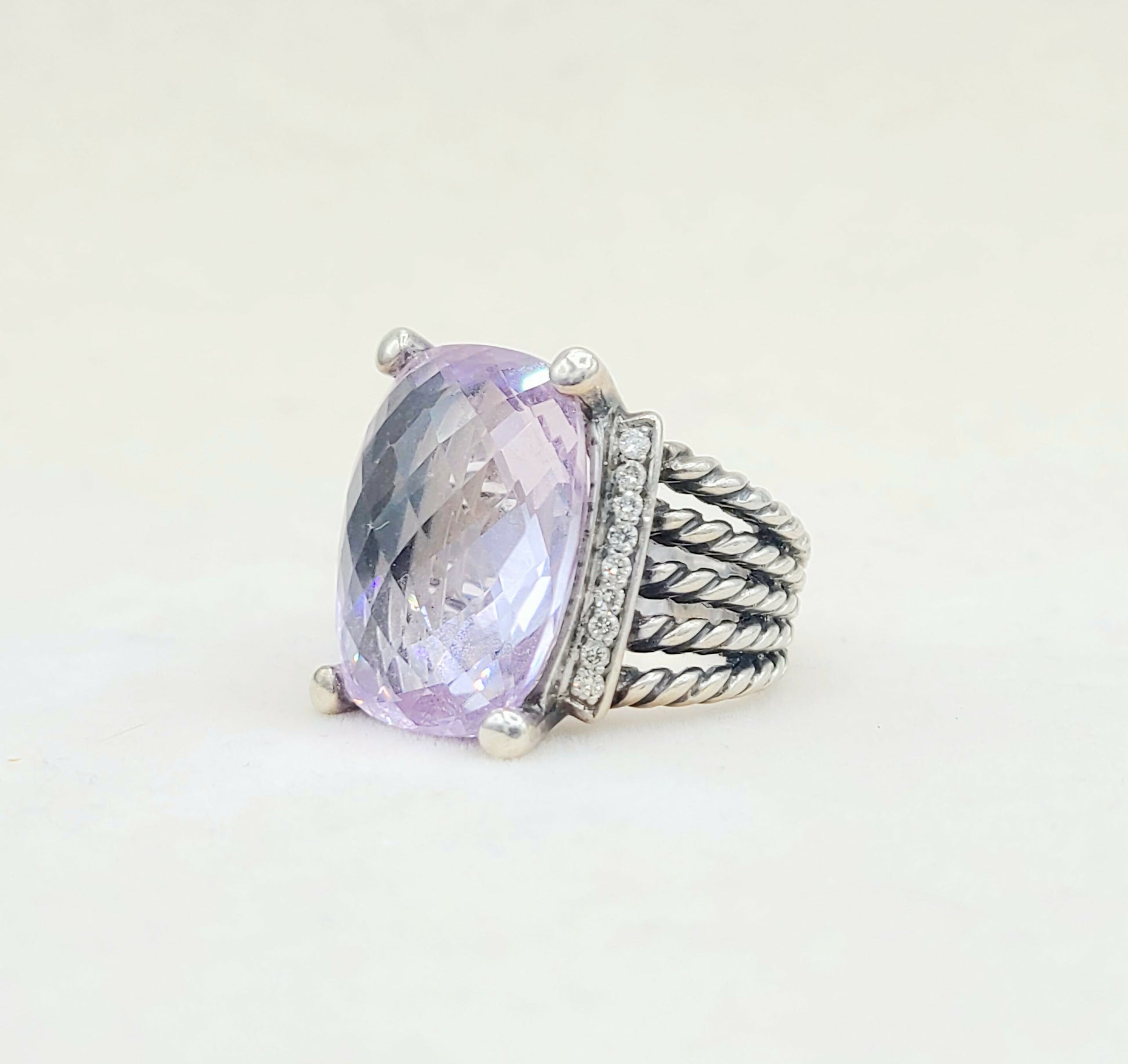    David Yurman Wheaton 20×15 Lavender Amethyst Diamond Ring