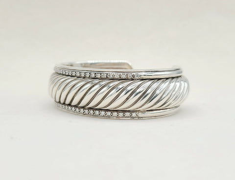  David Yurman Sculpted Thoroughbred Cable Diamond Bracelet