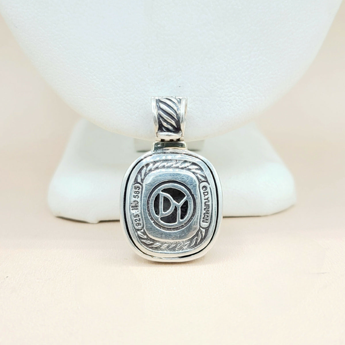  David Yurman Albion Pearl Pendant Enhancer Silver & 14k