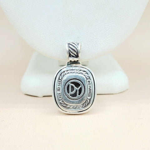 David Yurman Albion Pearl Pendant Enhancer Silver & 14k