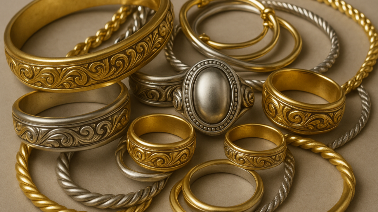 silver and gold jewelry