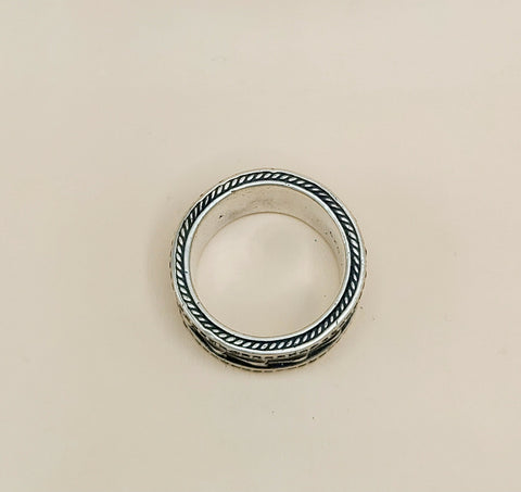 side view David Yurman Wide Armory Black Diamond Band Ring Sterling Silver 0.75 TCW 12mm