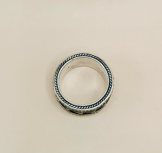 side view David Yurman Wide Armory Black Diamond Band Ring Sterling Silver 0.75 TCW 12mm