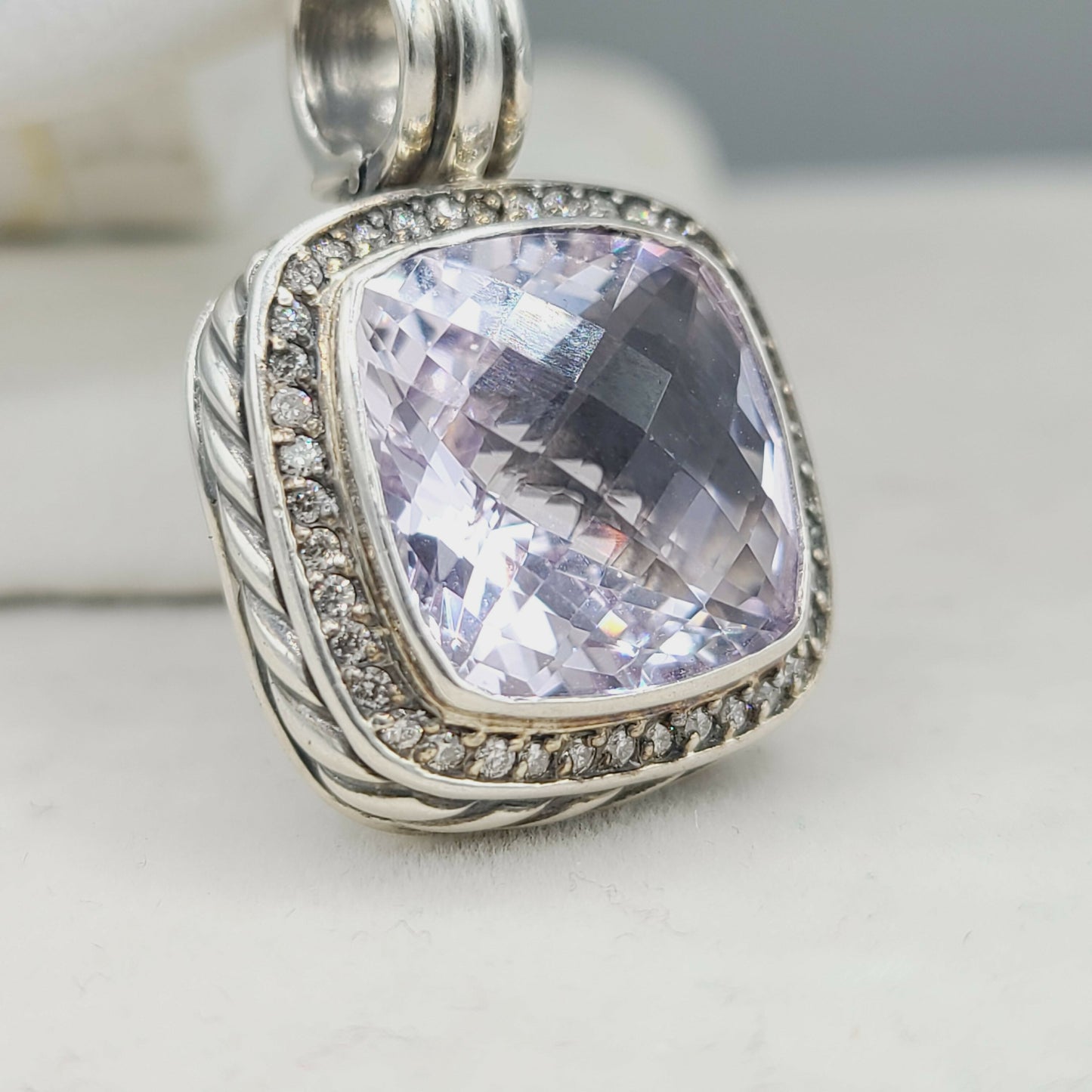    David Yurman Albion-14mm Lavender Amethyst & Diamond Pendant Enhancer