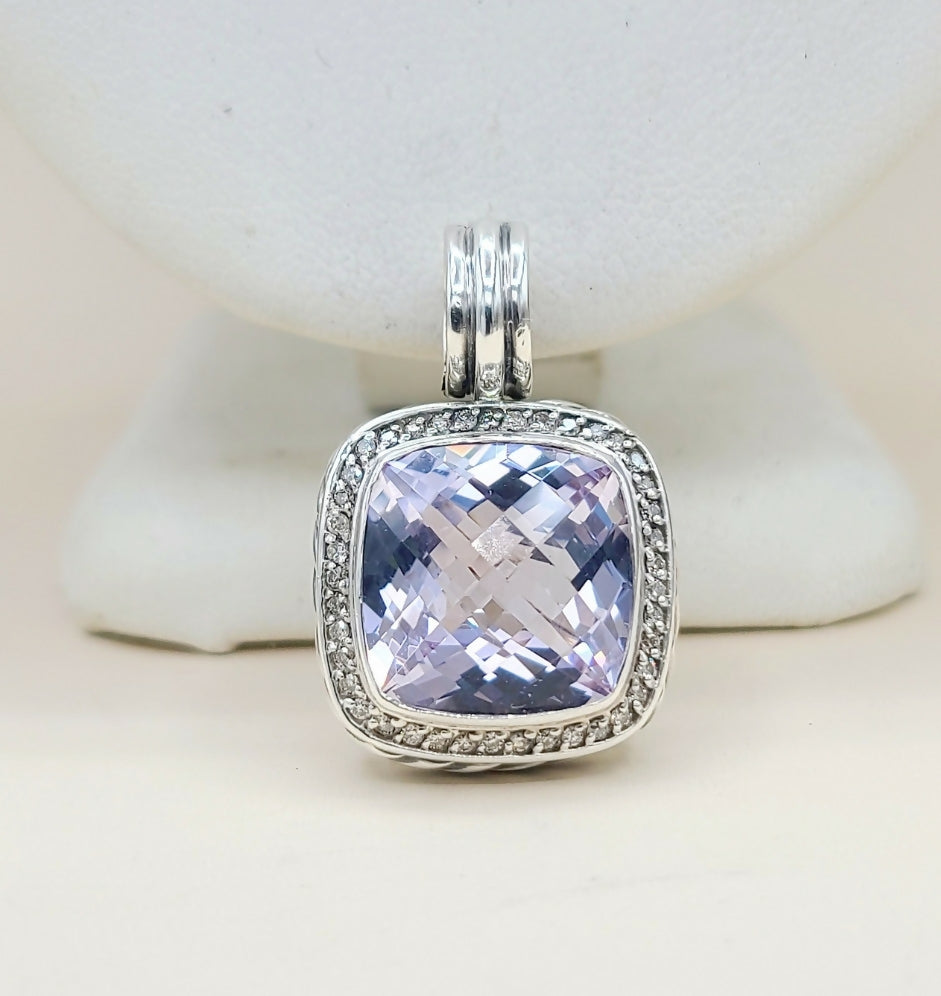    David Yurman Albion-14mm Lavender Amethyst & Diamond Pendant Enhancer