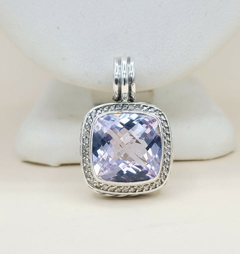  David Yurman Albion-14mm Lavender Amethyst & Diamond Pendant Enhancer