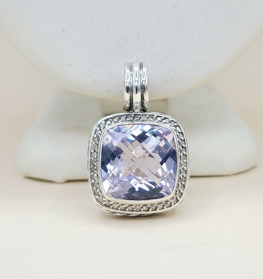  David Yurman Albion-14mm Lavender Amethyst & Diamond Pendant Enhancer