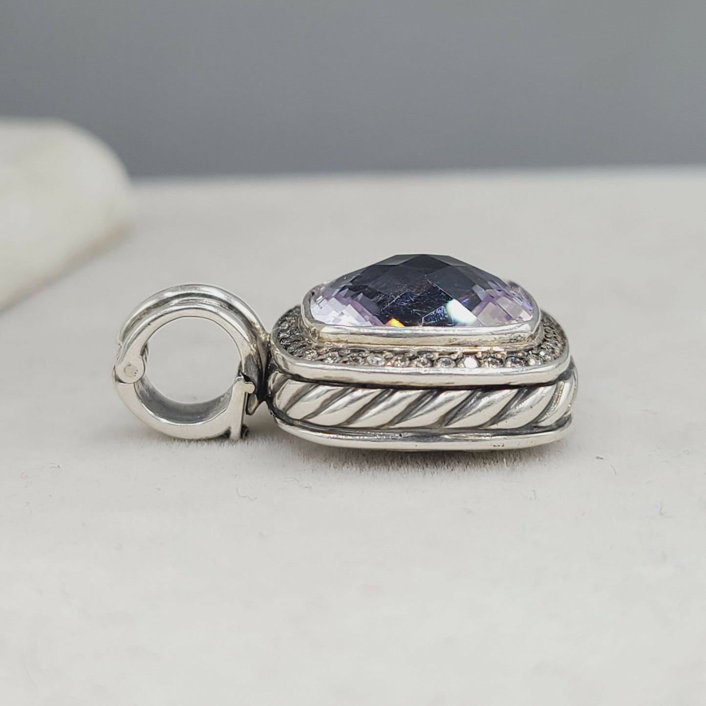    David Yurman Albion-14mm Lavender Amethyst & Diamond Pendant Enhancer