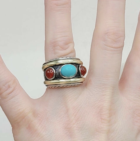 David Yurman Renaissance Ring Turquoise & Carnelian