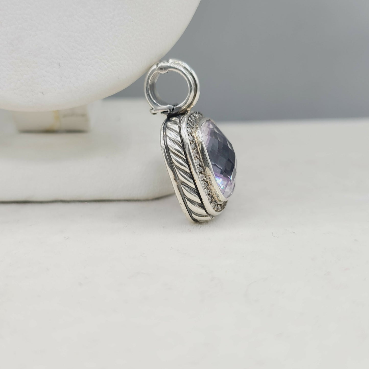    David Yurman Albion-14mm Lavender Amethyst & Diamond Pendant Enhancer